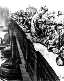 Drawing by Arthur Garratt, unemployment in London (1911)