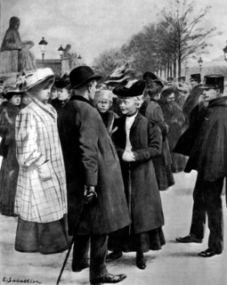 Demonstration of Parisian suffragettes in front of the Palais Bourbon, Paris