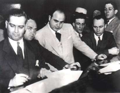 Al Capone signing Uncle Sam's Bail Bond