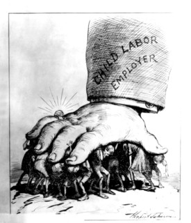 Gravure de H. Johnson. Enrichissement de ceux qui font travailler les enfants