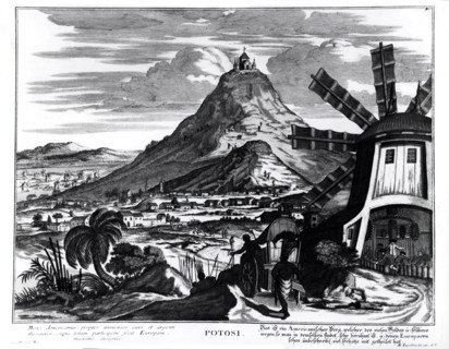 Les mines d'argent de Potosi (exploitées à partir de 1545 par les Espagnols)