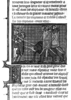 Les anciennes histoires romaines, ou "Livre de César". L'armée de César affronte les éléphants