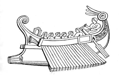 Three-rank Roman ship. in "Dictionnaire des antiquités grecques et romaines" by Daremberg and Saglio.