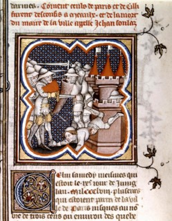 Grandes chroniques de France. Attaque du marché de Meaux et mort du maire Jean Soulag (1358) pendant la Jacquerie