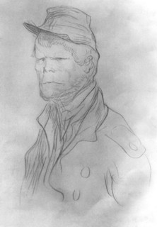 Drawing by Gustave Doré. Portrait of a National guard