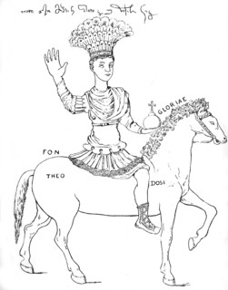 Emperor Justinian. 16thC drawing after an equestrian statue