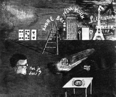 Drawing by Robert Desnos. Death of André Breton