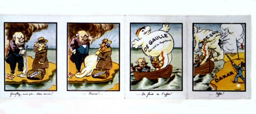 Anti-Semitic satirical cartoon after the failed landing in Dakar (Senegal)