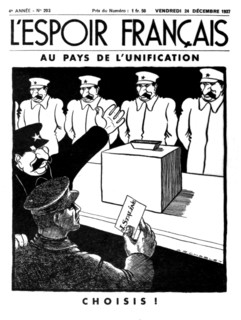 Anti-Bolshevik satirical cartoon against Stalin in the newspaper "L'Espoir français"