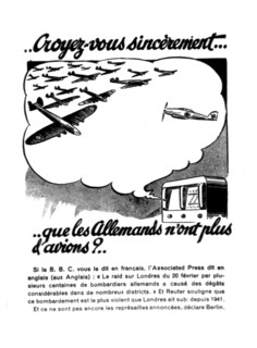 Counter-propaganda leaflet denouncing the news broadcasted by the B.B.C. in French