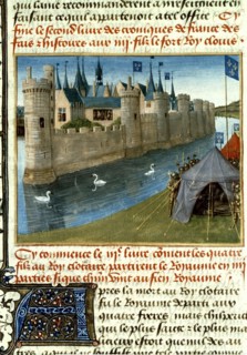 Miniature by Jean Fouquet. Chronicles of Saint Denis. Death of Clotaire I, king of the Franks (561)