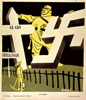 Caricature de Chancel à propos du plébiscite sur la Sarre (1934)
