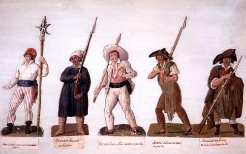 Paul Etienne Lesueur, Different kinds of French Revolutionaries: 'sans culotte', carter, market porter, cobbler and carpenter