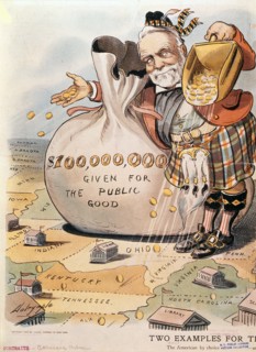 Satirical cartoon against banker and businessman Andrew Carnegie
