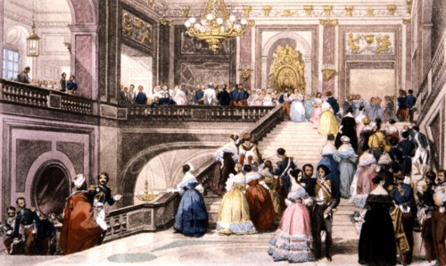 Lithograph by Eugène Lami (1800-1890), great festivities at the Versailles castle