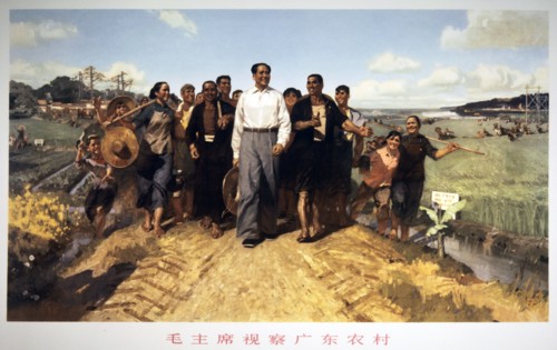 Mao Zedong with the farmers from Kouangtong, time of the foundation of the popular communes