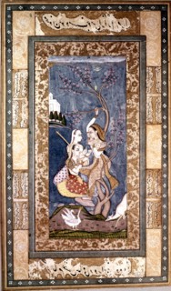 Indian miniature. Dekhan school. Women in a garden