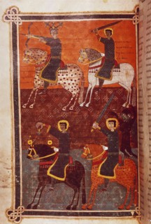 Beatus de Liebana. Les quatre cavaliers de l'apocalypse et la bête.