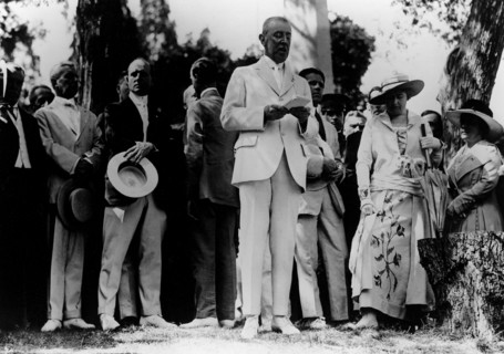 President Wilson delivering a speech to the Foreign Troops, 1918