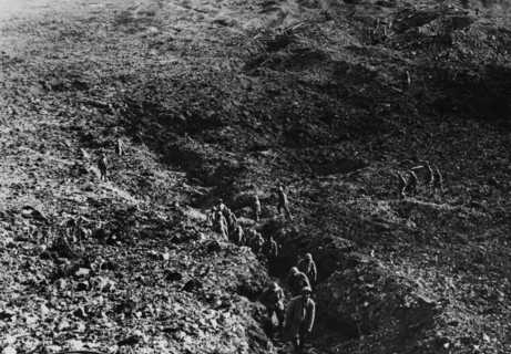 Area and trench that have been bombed, 1916