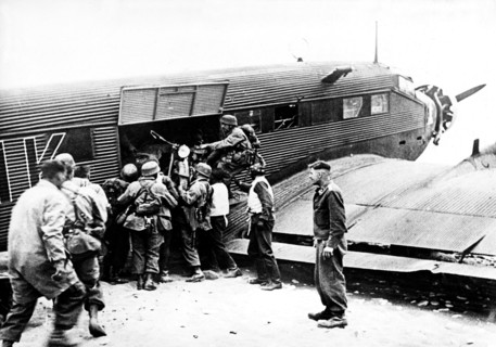 Military operations in Crete: Plane unloading military equipment in Crete