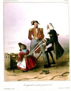 Lithographie de Roubaudi, "Cet enfant ne marchera jamais seul