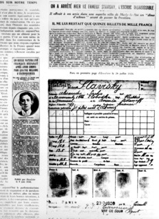 Judiciary identity of Stavisky showing his fingerprints
