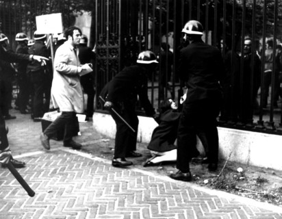 Protest against the US invasion of Cambodia. Arrest of a protester