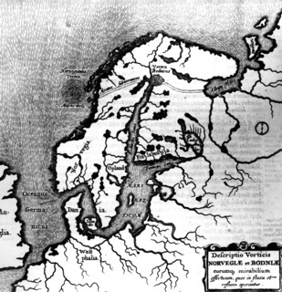 A. Kircher. "Mundus suntarreaneus". Description de la Norvège et des miraculeux flux et reflux de marées