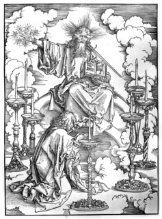 L'Apocalypse. Jean voit le seigneur dans le cercle des sept chandeliers