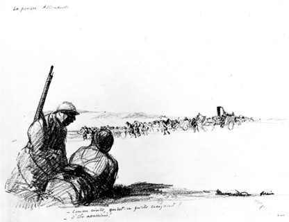 Caricature de Jean-Louis Forain (1852-1931). "La poussée allemande"