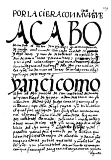 Peruvian manuscript: Chronicles of Huaman