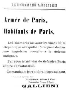 Affiche signée Gallieni, 1914