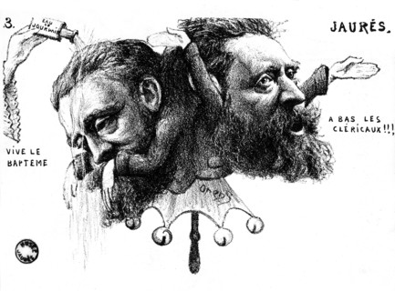 Jaurès Janus. (allusion au baptême de ses deux enfants et à ses propos anticléricaux)