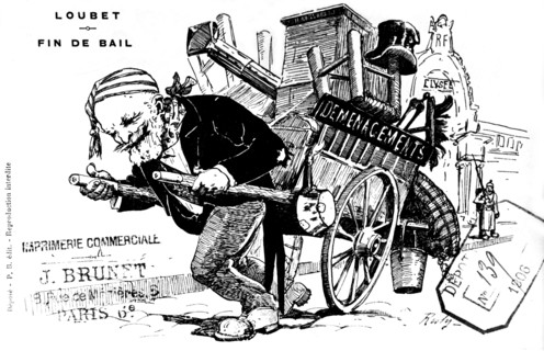 Caricature : Loubet leaving the Palais de l'Elysée