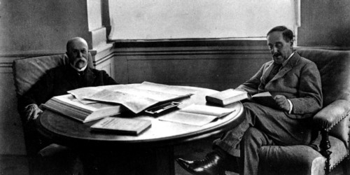 Masaryk avec H.G. Wells au château de Topolcianky