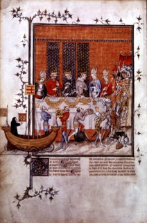 Great chronicles of France, Feast offered by Charles III to his nephew Charles IV