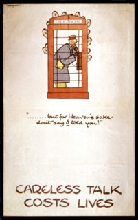 English poster warning the population against spies