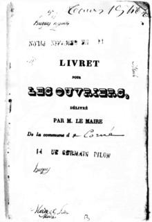 Livret pour les ouvriers, 1844