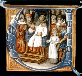 Anonymous Latin manuscript, Joan of Arc in front of her judges