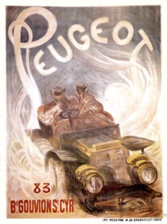 Advertising poster by G. de Burgull for Peugeot automobile