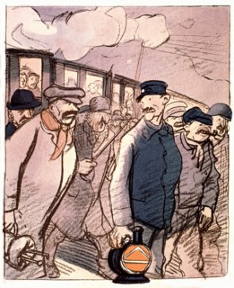 Caricature sur la grève des cheminots (1910)