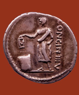 Pièce de Monnaie romaine. Denier de Cassius Longinus