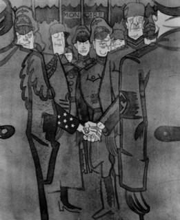 Gouvernement de Vichy. Caricature de Chancel. "Montoire". (Hitler et Pétain)