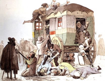 Le Prince. Inconvénients d'un voyage en diligence : les brigands; le courage à l'épreuve