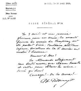 The famous Order of the Day of The French General Petain