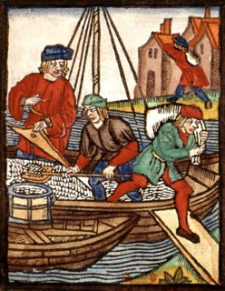 Royal decree of the Paris merchants provostship. Men unloading salt