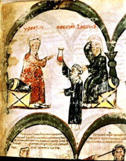 Anonymous. Hippocrates holding a small bottle in front of a patient
