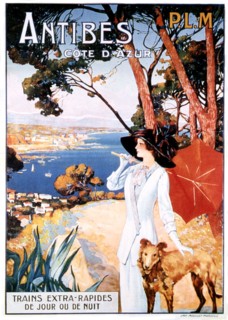 Advertising poster for the 'P. L. M. Antibes', Côte d'Azur.