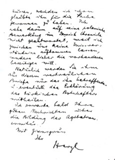 Letter of Herzl denying the expulsion of the Palestinians